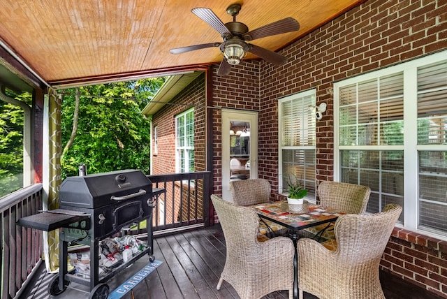4305 Minette Ct, Mount Juliet, TN 37122 - wooden terrace with ceiling fan, area for grilling, and outdoor dining area
