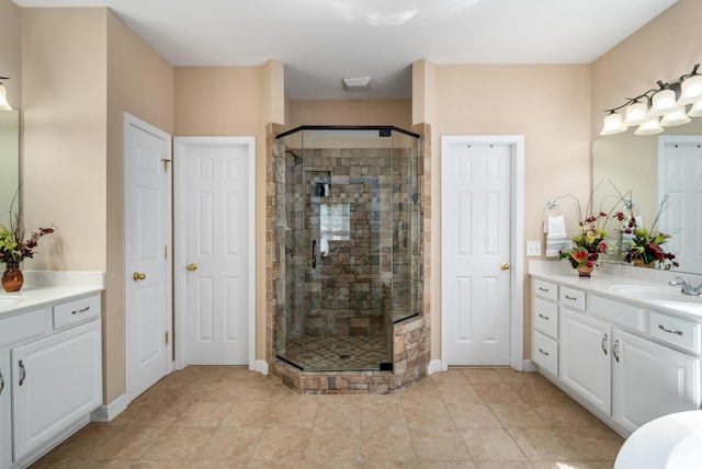 4305 Minette Ct, Mount Juliet, TN 37122 - full bath featuring vanity, a shower stall, and tile patterned flooring