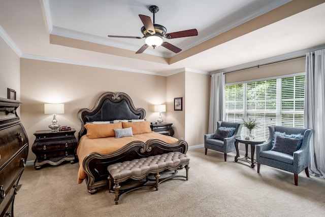 4305 Minette Ct, Mount Juliet, TN 37122 - carpeted bedroom with a tray ceiling, crown molding, and ceiling fan