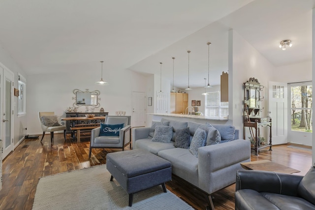 7115 Littlejohn Ln, Fairview, TN 37062 - living room featuring dark wood-style floors and high vaulted ceiling