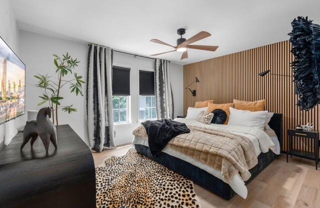 2083 Stokes Ln, Nashville, TN 37215 - bedroom with light wood-type flooring and ceiling fan