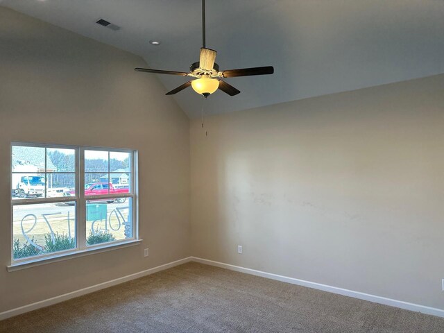 1004 Wiseman Farm Rd, Fairview, TN 37062 - spare room featuring ceiling fan, carpet flooring, and high vaulted ceiling