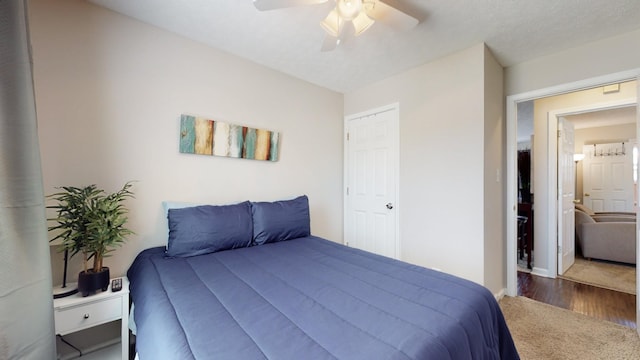 344 Pioneer Dr, Oak Grove, KY 42262 - bedroom with wood finished floors and ceiling fan