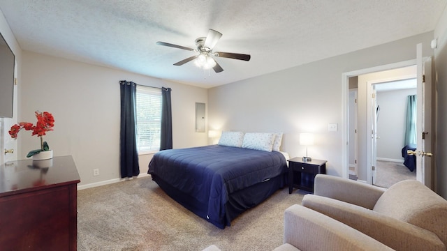 344 Pioneer Dr, Oak Grove, KY 42262 - bedroom with light carpet, ceiling fan, and a textured ceiling