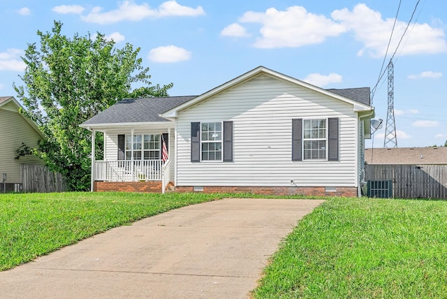 344 Pioneer Dr, Oak Grove, KY 42262 - view of front of house with crawl space, a porch, and roof with shingles