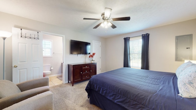 344 Pioneer Dr, Oak Grove, KY 42262 - bedroom featuring electric panel, multiple windows, light carpet, and ensuite bathroom