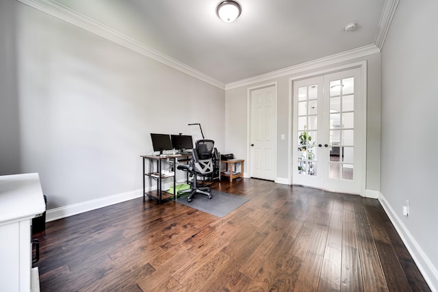 230 Fowler Cir, Franklin, TN 37064 - office featuring french doors, wood finished floors, and crown molding