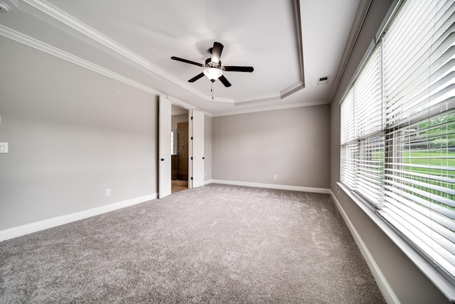 230 Fowler Cir, Franklin, TN 37064 - carpeted empty room with a tray ceiling, ceiling fan, and ornamental molding