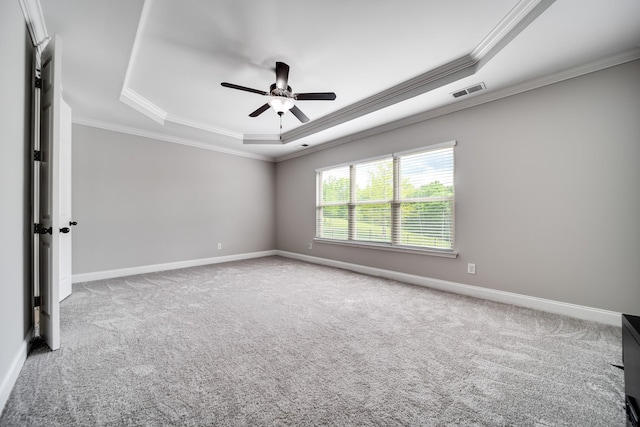 230 Fowler Cir, Franklin, TN 37064 - carpeted spare room featuring a raised ceiling, ceiling fan, and crown molding