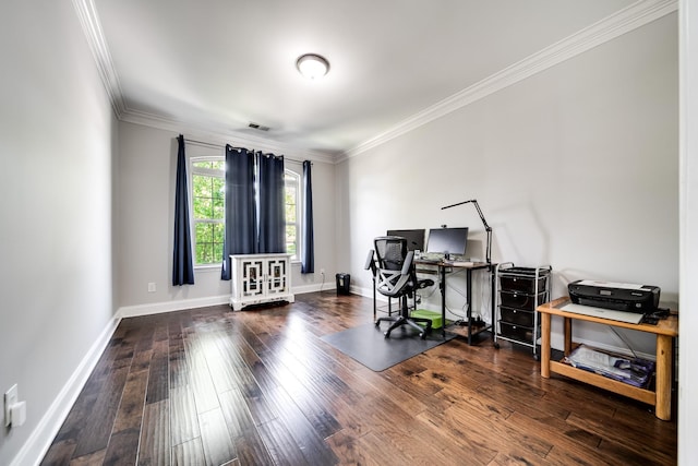 230 Fowler Cir, Franklin, TN 37064 - office area with crown molding and hardwood / wood-style floors