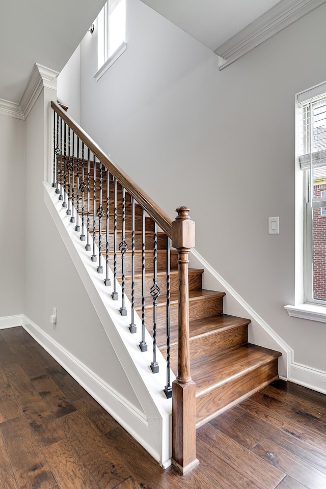 230 Fowler Cir, Franklin, TN 37064 - staircase featuring crown molding and hardwood / wood-style flooring