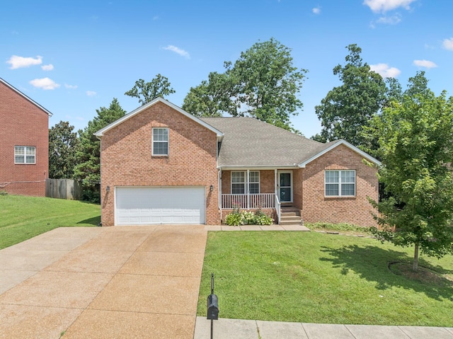 7023 Timber Oak Dr, Mount Juliet, TN 37122 - view of front of property featuring brick siding, concrete driveway, an attached garage, and a porch