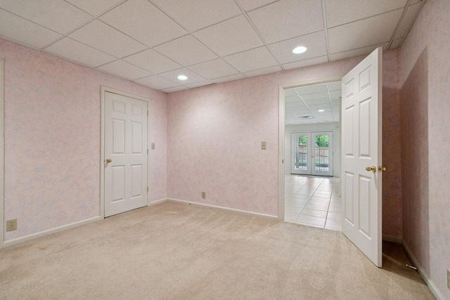 7023 Timber Oak Dr, Mount Juliet, TN 37122 - spare room featuring a drop ceiling, light colored carpet, and recessed lighting