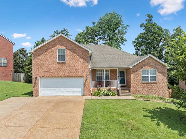 7023 Timber Oak Dr, Mount Juliet, TN 37122 - view of front of home with concrete driveway, brick siding, and covered porch