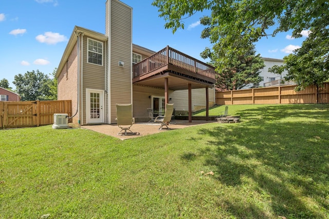 7023 Timber Oak Dr, Mount Juliet, TN 37122 - rear view of house with a deck, a chimney, a fenced backyard, and a patio area