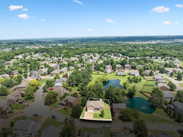 7023 Timber Oak Dr, Mount Juliet, TN 37122 - aerial perspective of suburban area with property boundaries highlighted and a nearby body of water