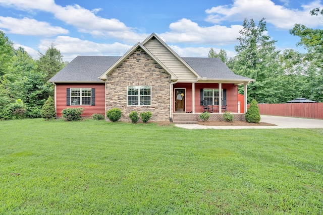 1105 Smiley Troutt Rd, Bethpage, TN 37022 - craftsman inspired home with a porch, stone siding, and roof with shingles