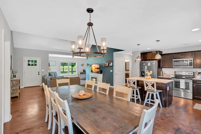 1105 Smiley Troutt Rd, Bethpage, TN 37022 - dining space featuring a chandelier, dark wood-type flooring, and recessed lighting