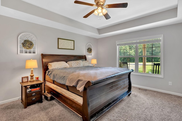 1105 Smiley Troutt Rd, Bethpage, TN 37022 - bedroom with carpet, a ceiling fan, and a tray ceiling