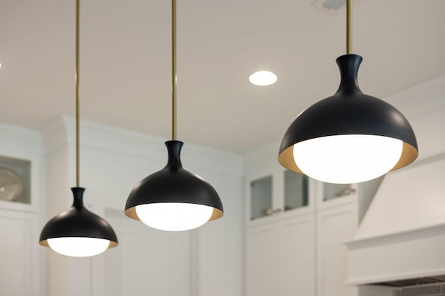7019 Bolton St, Franklin, TN 37064 - detailed view of pendant lighting, white cabinetry, and glass insert cabinets