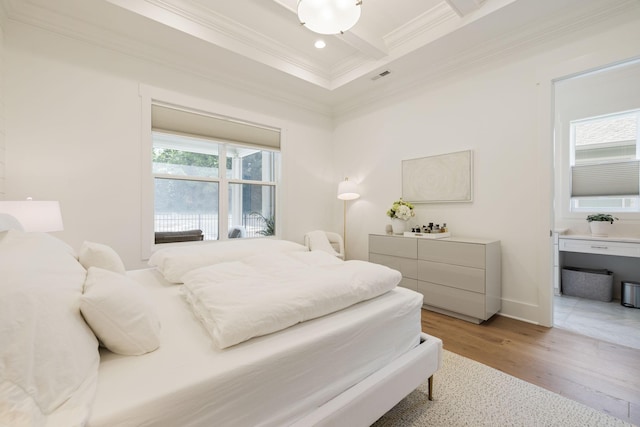 7019 Bolton St, Franklin, TN 37064 - bedroom with crown molding, light wood-style floors, ensuite bathroom, and recessed lighting