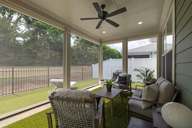 7019 Bolton St, Franklin, TN 37064 - sunroom with an outdoor living space and ceiling fan