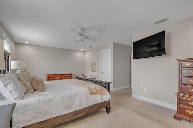 4029 Viola Ln, Franklin, TN 37069 - bedroom with light colored carpet, ceiling fan, and recessed lighting