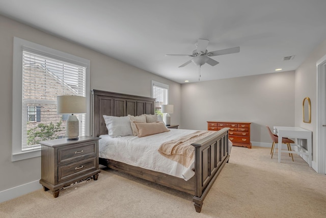 4029 Viola Ln, Franklin, TN 37069 - bedroom featuring light colored carpet, ceiling fan, and recessed lighting
