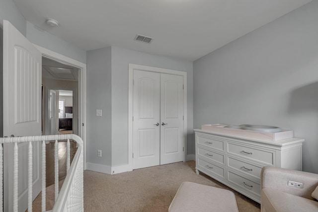 4029 Viola Ln, Franklin, TN 37069 - bedroom featuring light carpet, a closet, and attic access