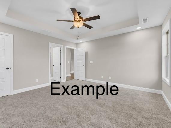 153 Irish Hls, Clarksville, TN 37042 - unfurnished bedroom featuring a raised ceiling, carpet, recessed lighting, and a ceiling fan