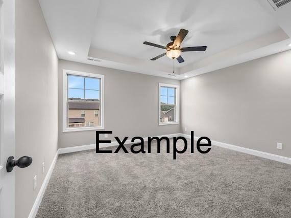 153 Irish Hls, Clarksville, TN 37042 - carpeted spare room with a raised ceiling, a ceiling fan, and recessed lighting