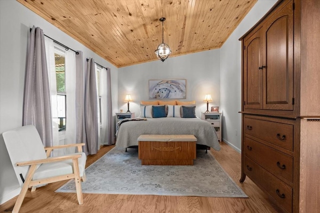 2006 Goodrich Rd, Nunnelly, TN 37137 - bedroom with wood ceiling, light wood-style floors, and vaulted ceiling