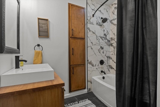 2006 Goodrich Rd, Nunnelly, TN 37137 - full bathroom with tile patterned flooring, vanity, and shower / bath combination with curtain