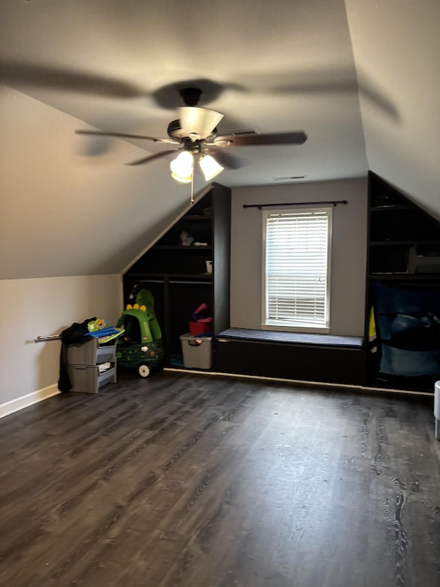 809 Renaissance Ave, Murfreesboro, TN 37129 - additional living space with vaulted ceiling, ceiling fan, and dark wood-type flooring