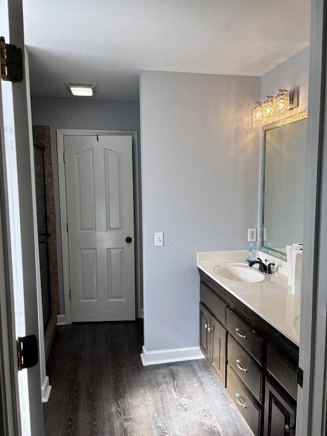 809 Renaissance Ave, Murfreesboro, TN 37129 - full bath with wood finished floors, vanity, and an enclosed shower
