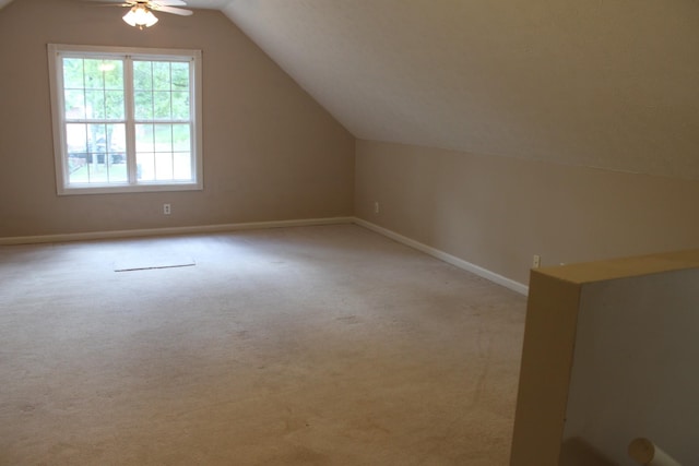 109 Hunter Dr, Mount Juliet, TN 37122 - bonus room with vaulted ceiling, a ceiling fan, and carpet flooring