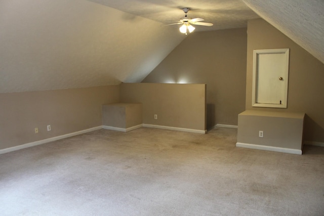 109 Hunter Dr, Mount Juliet, TN 37122 - additional living space with a ceiling fan, lofted ceiling, and light carpet