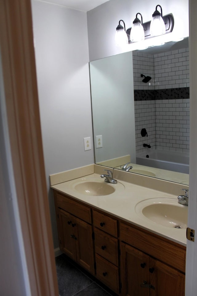 109 Hunter Dr, Mount Juliet, TN 37122 - full bathroom with double vanity, bathing tub / shower combination, and tile patterned floors