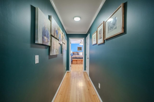 3205 Rocky Point Ln, Stewart, TN 37175 - hallway with ornamental molding and light wood finished floors