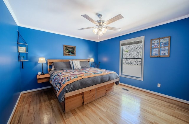 3205 Rocky Point Ln, Stewart, TN 37175 - bedroom featuring crown molding, wood finished floors, and ceiling fan