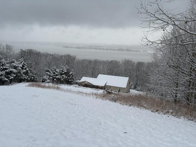 3205 Rocky Point Ln, Stewart, TN 37175 - yard layered in snow featuring a forest view