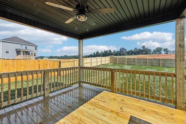 145 Irish Hls, Clarksville, TN 37042 - wooden terrace featuring a ceiling fan and a fenced backyard