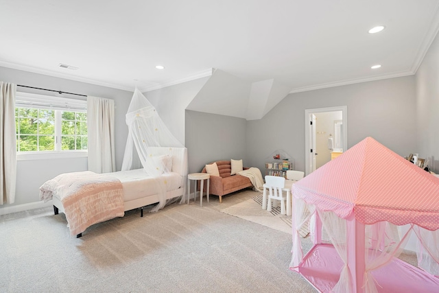 4220 Kirtland Rd, Nashville, TN 37215 - bedroom with ornamental molding, light colored carpet, and recessed lighting