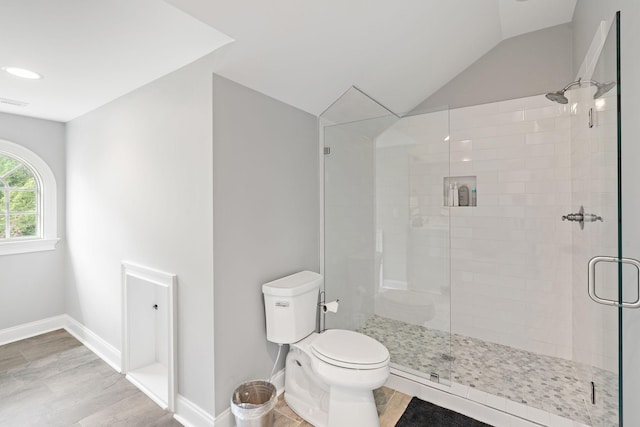 4220 Kirtland Rd, Nashville, TN 37215 - full bath with a stall shower, wood finished floors, and lofted ceiling