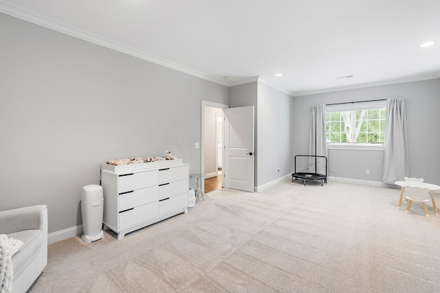 4220 Kirtland Rd, Nashville, TN 37215 - sitting room featuring crown molding, light carpet, and recessed lighting