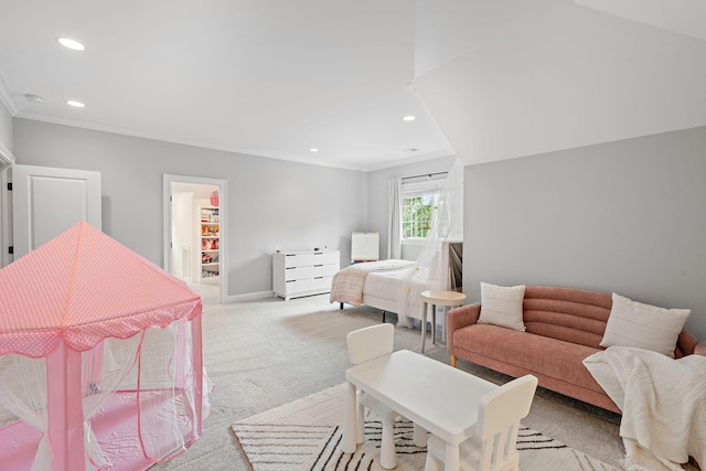 4220 Kirtland Rd, Nashville, TN 37215 - bedroom featuring light carpet, crown molding, and recessed lighting
