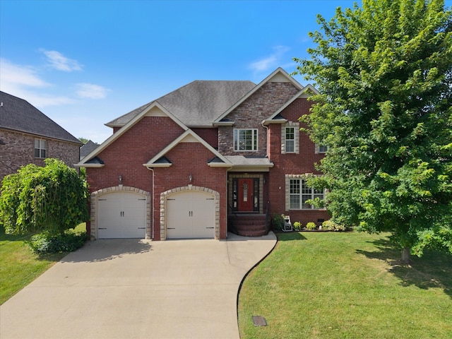 312 Retriever Ct, Clarksville, TN 37043 - view of front of property featuring brick siding, driveway, a front lawn, and roof with shingles