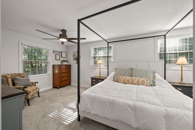 236 Slayden Cir, Clarksville, TN 37040 - bedroom with a textured ceiling, multiple windows, carpet, and a ceiling fan