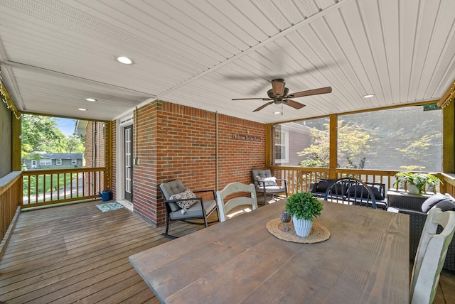 236 Slayden Cir, Clarksville, TN 37040 - wooden deck featuring ceiling fan, outdoor lounge area, and outdoor dining space