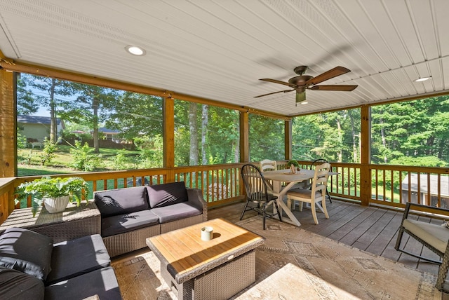 236 Slayden Cir, Clarksville, TN 37040 - deck with outdoor lounge area, outdoor dining space, and a ceiling fan